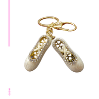 Ballet Pointe Shoe Keyring with Bling